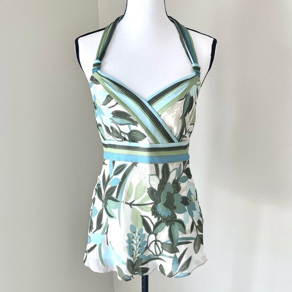 Ann Taylor Silk Ribbon Halter Top Floral Print 4 - Picture 1 of 11